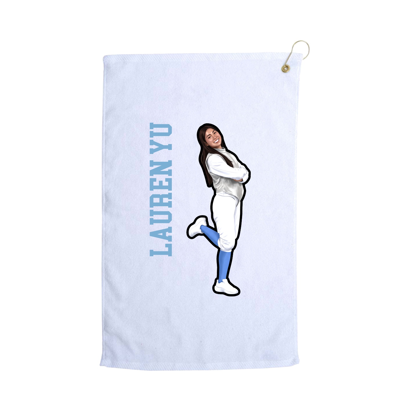 Golf Towel — Name Vertical in White