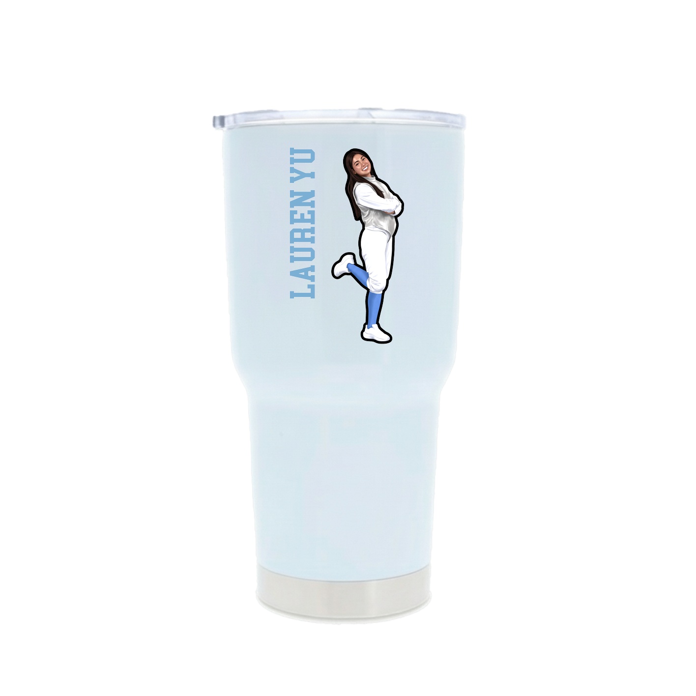 30oz Stainless Steel Tumbler — Name Vertical in White