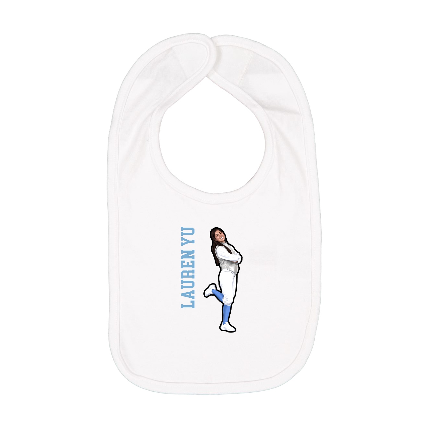 Infant Bib — Name Vertical in White