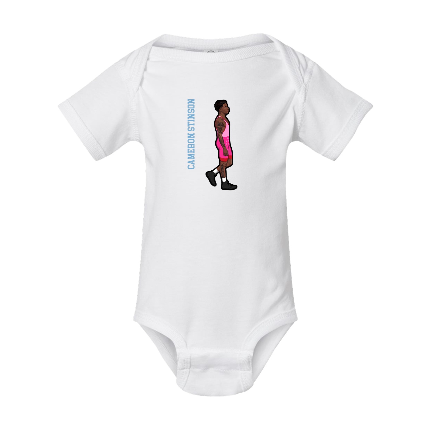 Baby Onesie — Name Vertical in White