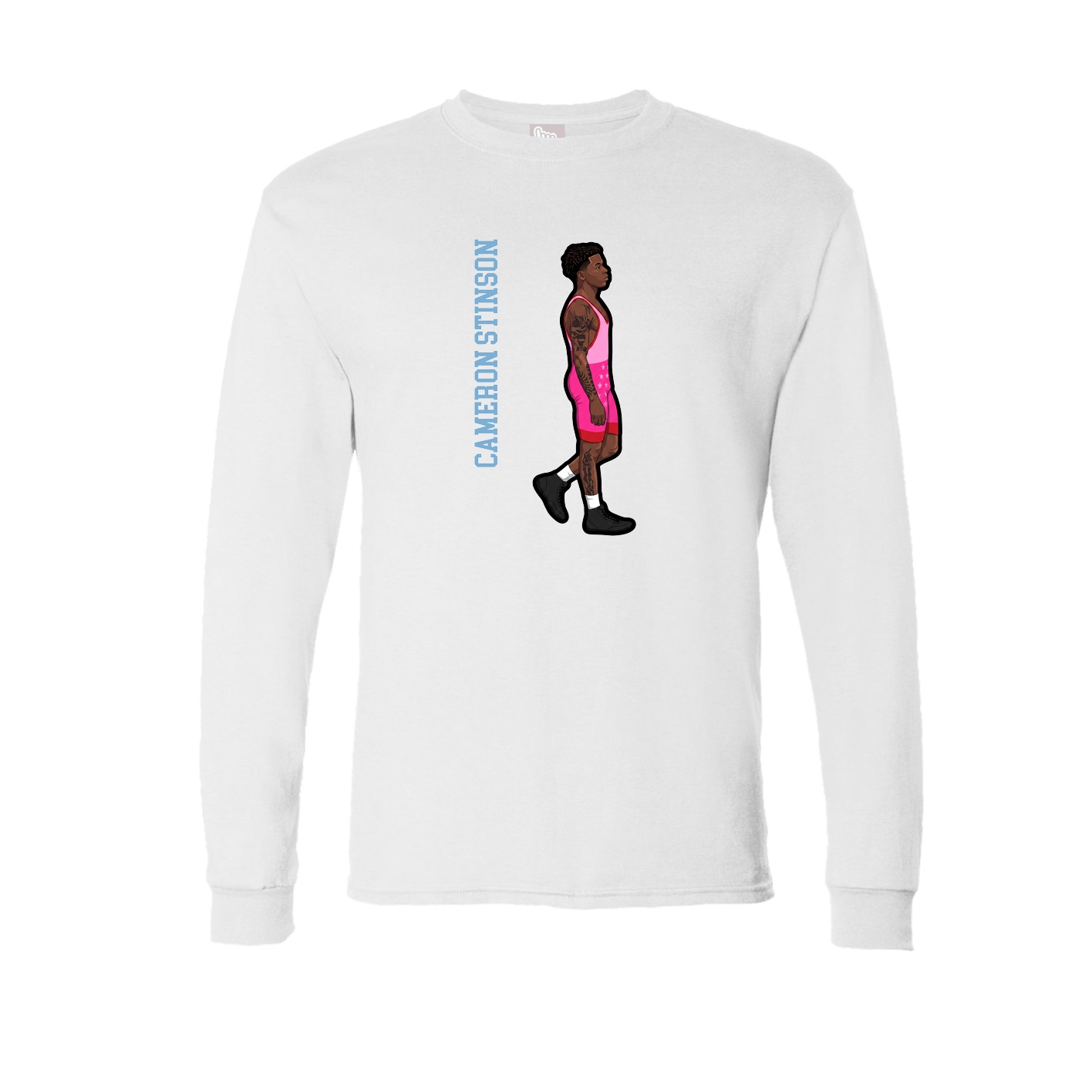 Long Sleeve Tee — Name Vertical in White
