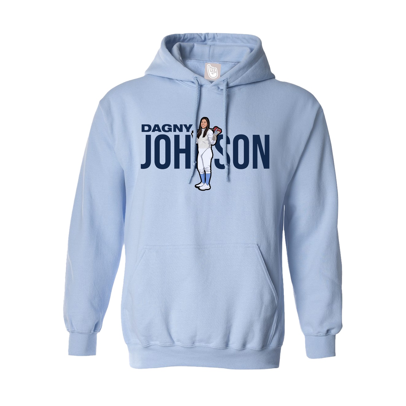 Hoodie — Player Name in Light Blue