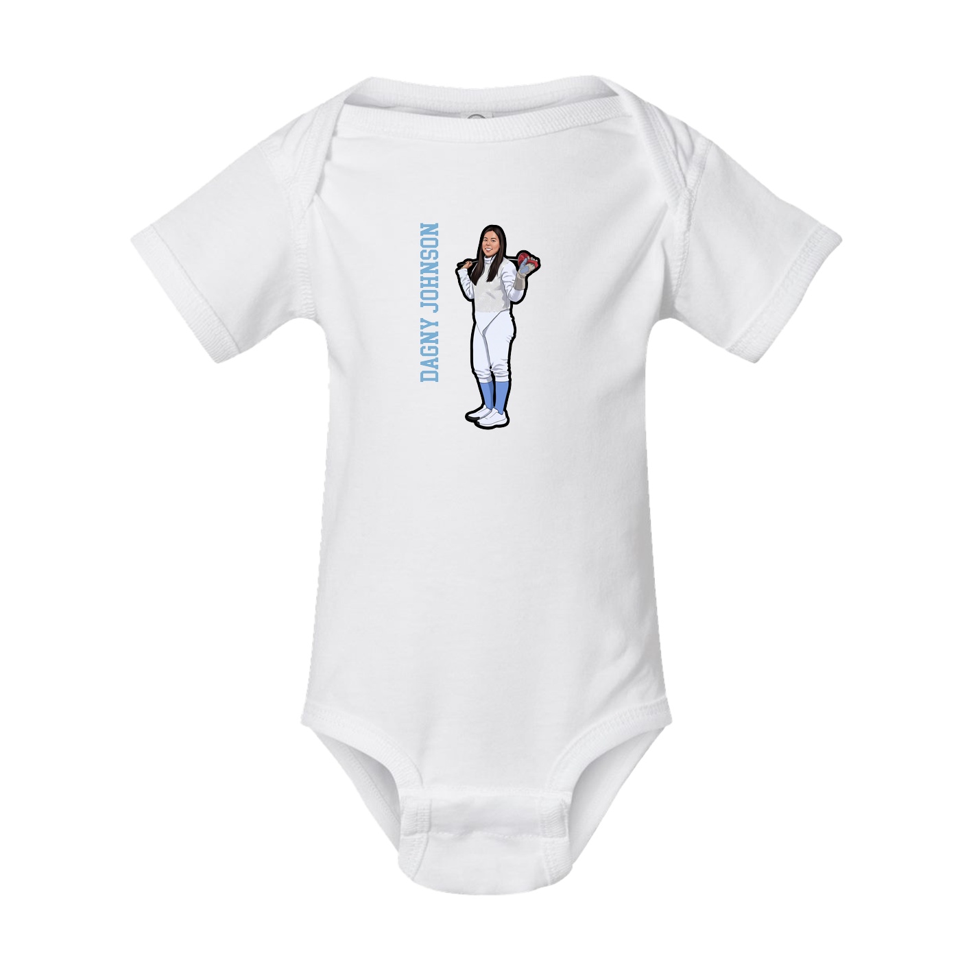 Baby Onesie — Name Vertical in White