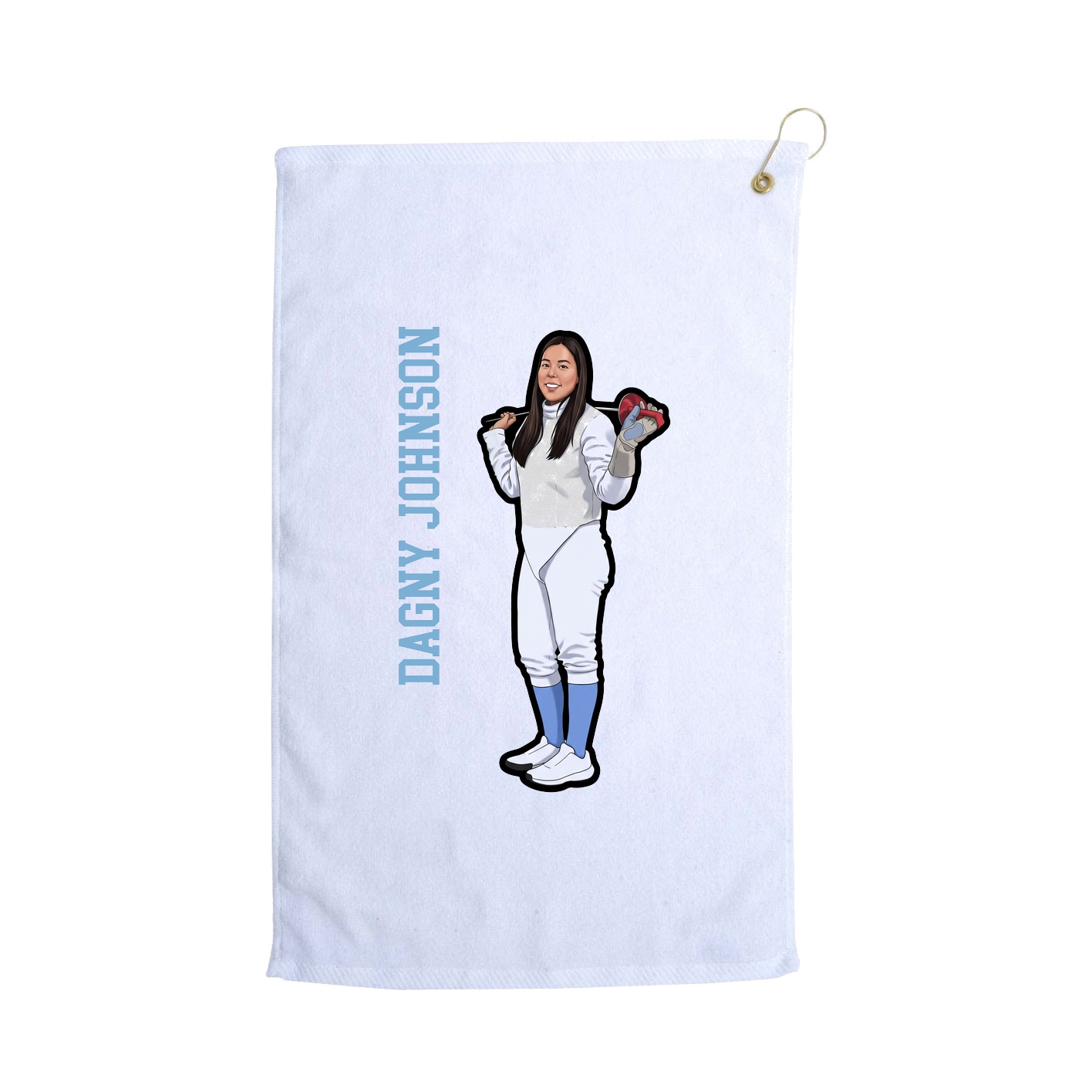 Golf Towel — Name Vertical in White