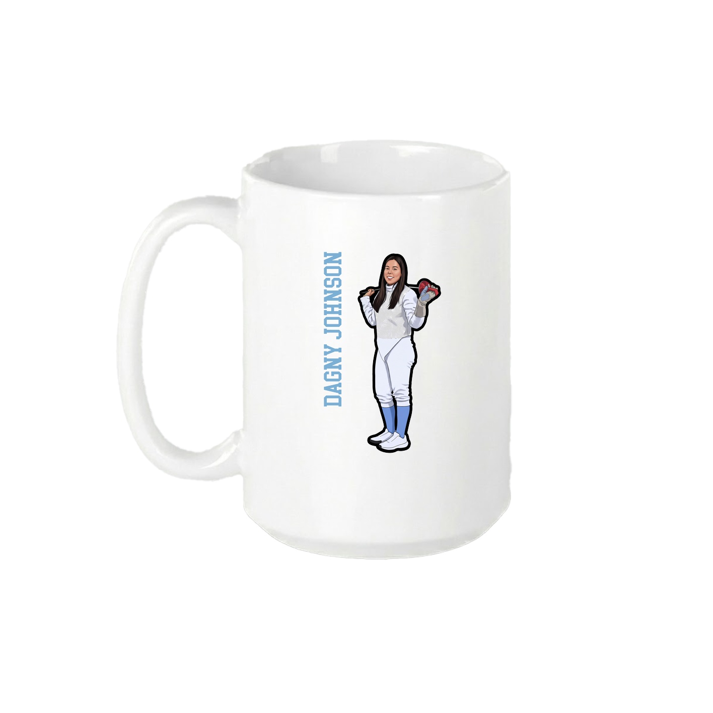 15oz Coffee Mug — Name Vertical in White