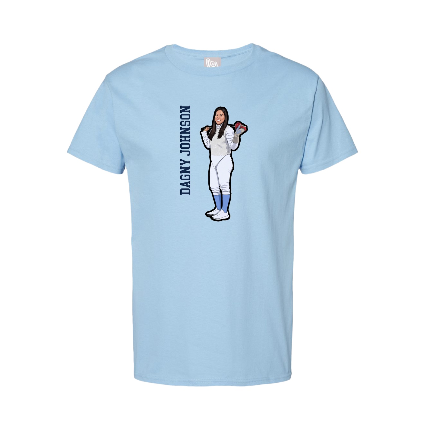 Tee — Name Vertical in Light Blue