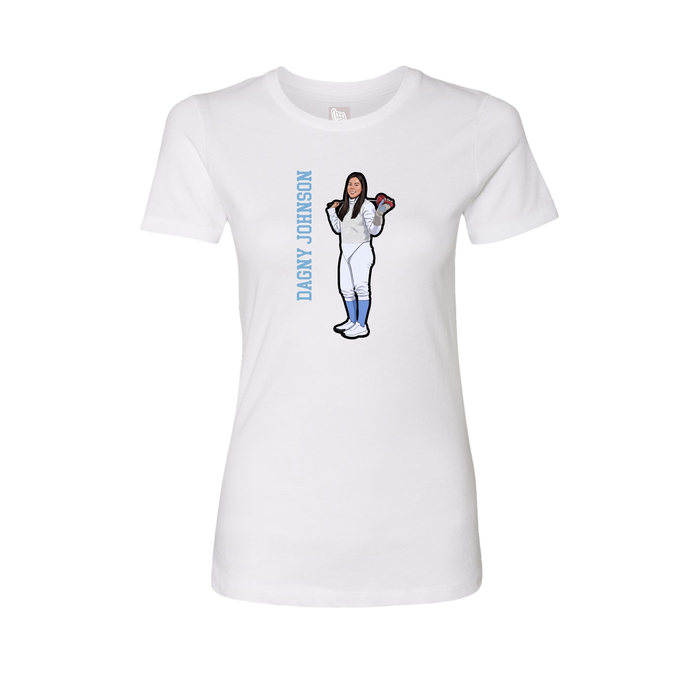 Fitted Women's Tee — Name Vertical in White