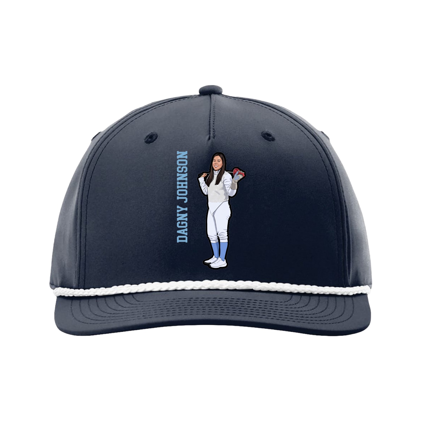 Five-Panel Classic Rope Cap — Name Vertical in Navy