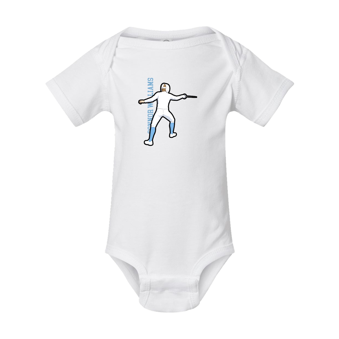 Baby Onesie — Name Vertical in White