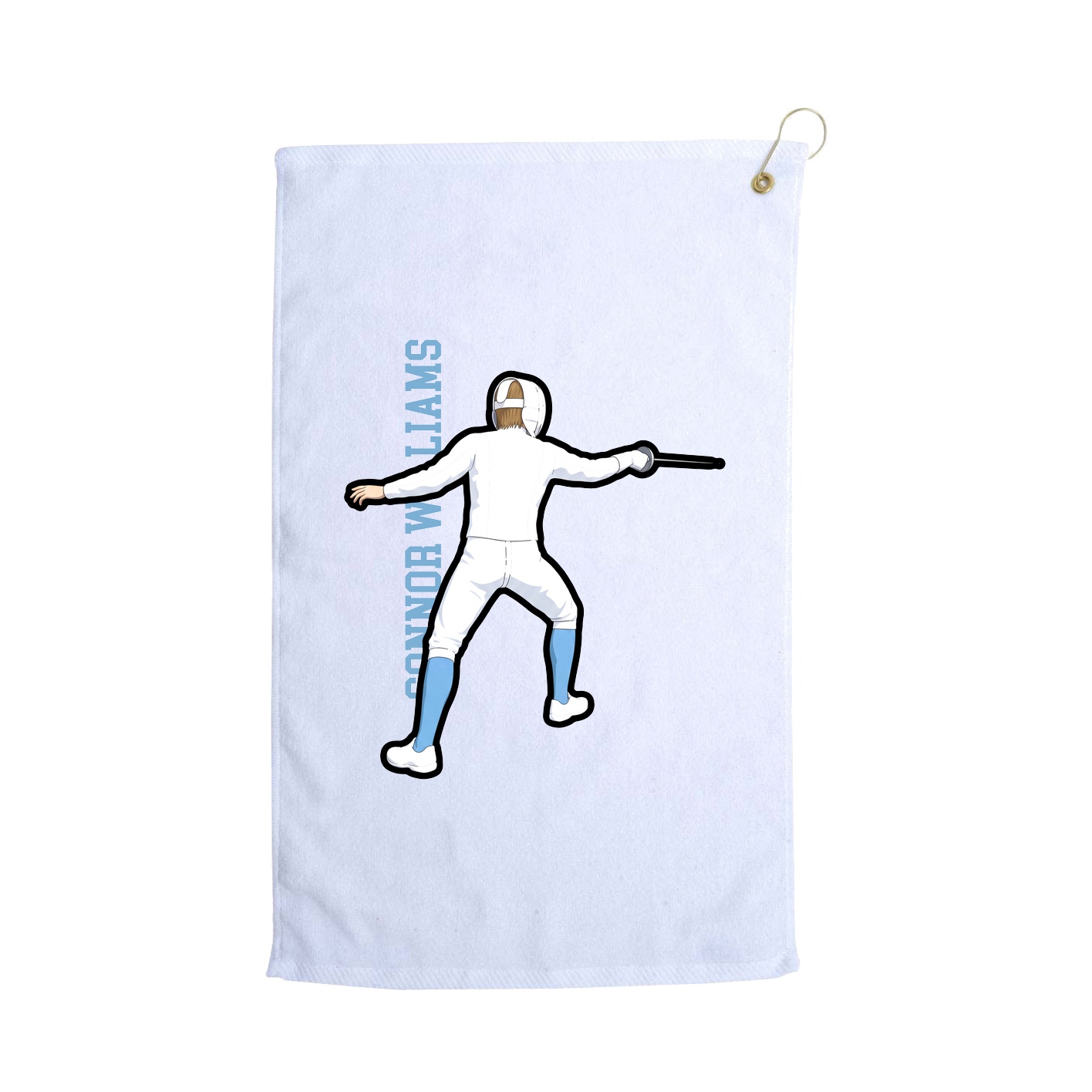 Golf Towel — Name Vertical in White