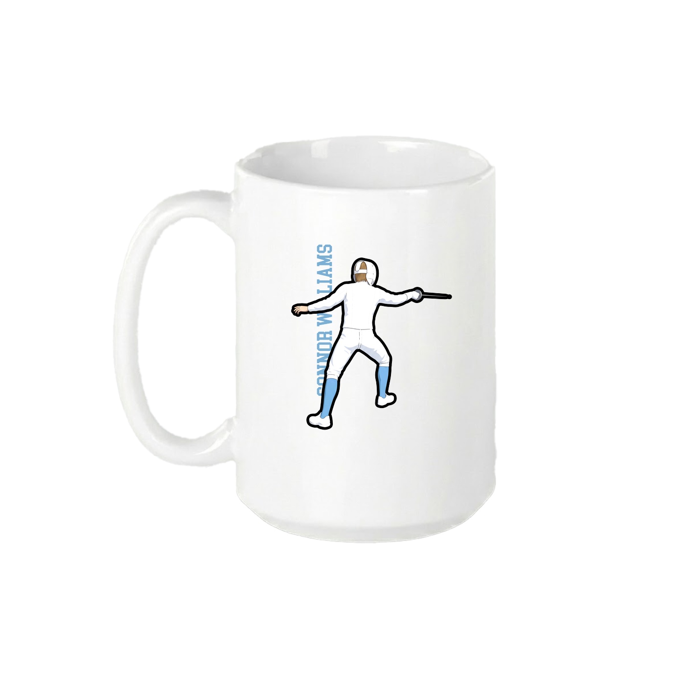 15oz Coffee Mug — Name Vertical in White