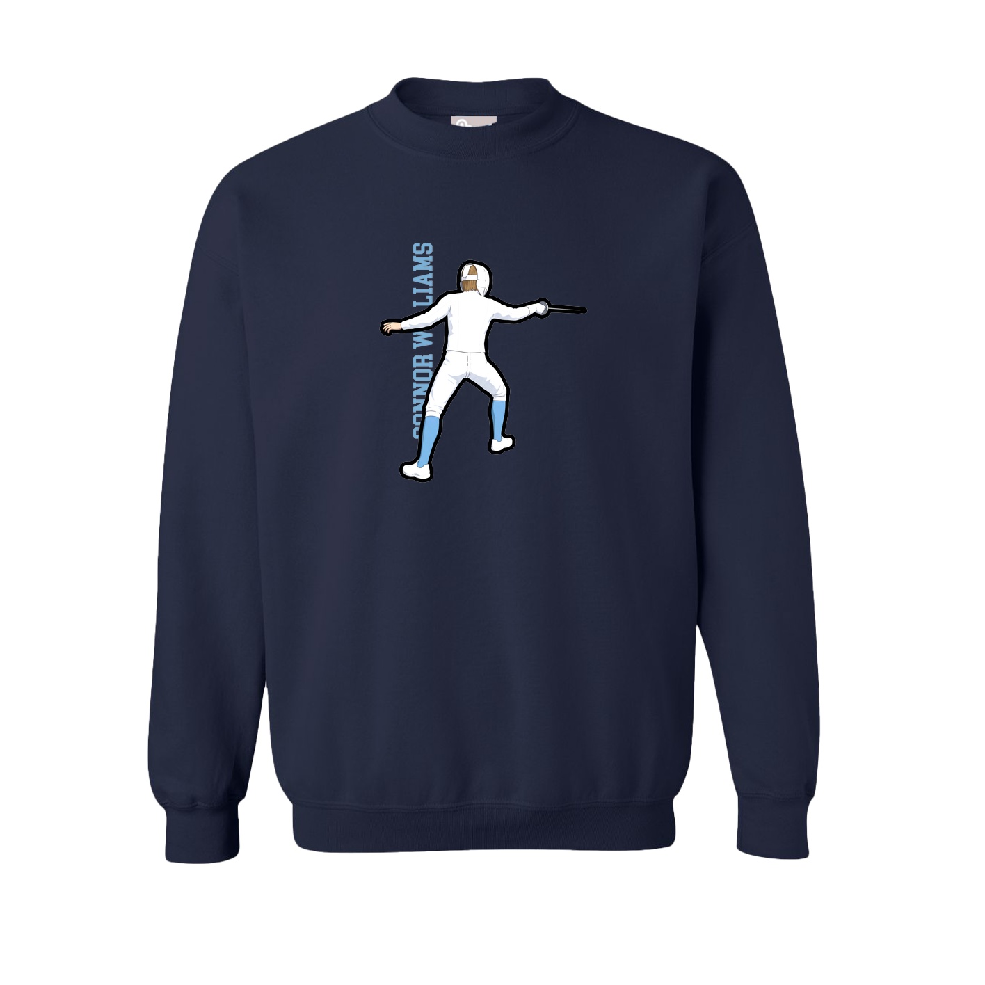 Fleece Crew — Name Vertical in Navy