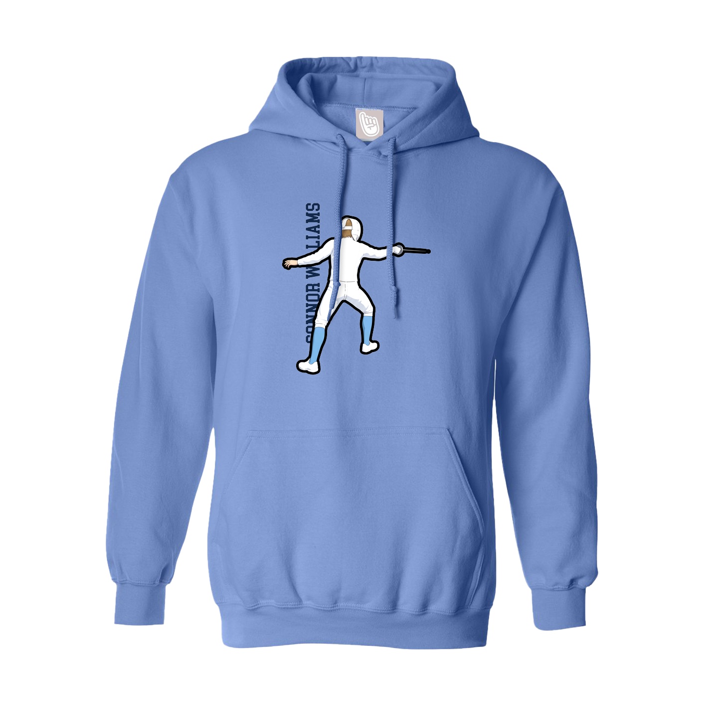 Youth Hoodie — Name Vertical in Powder Blue
