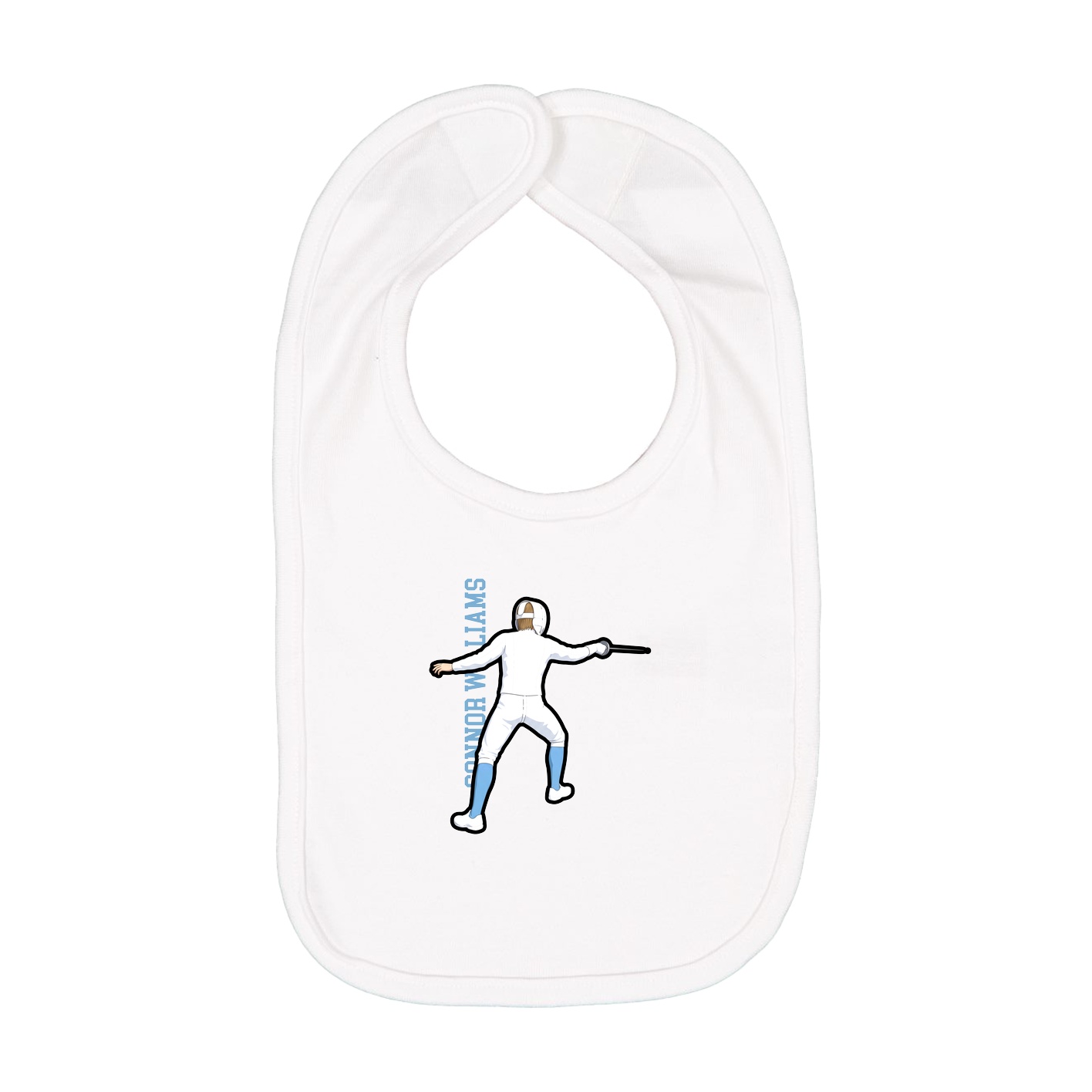 Infant Bib — Name Vertical in White