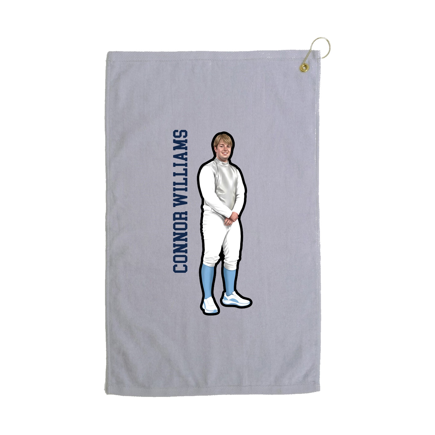 Golf Towel — Name Vertical in Grey