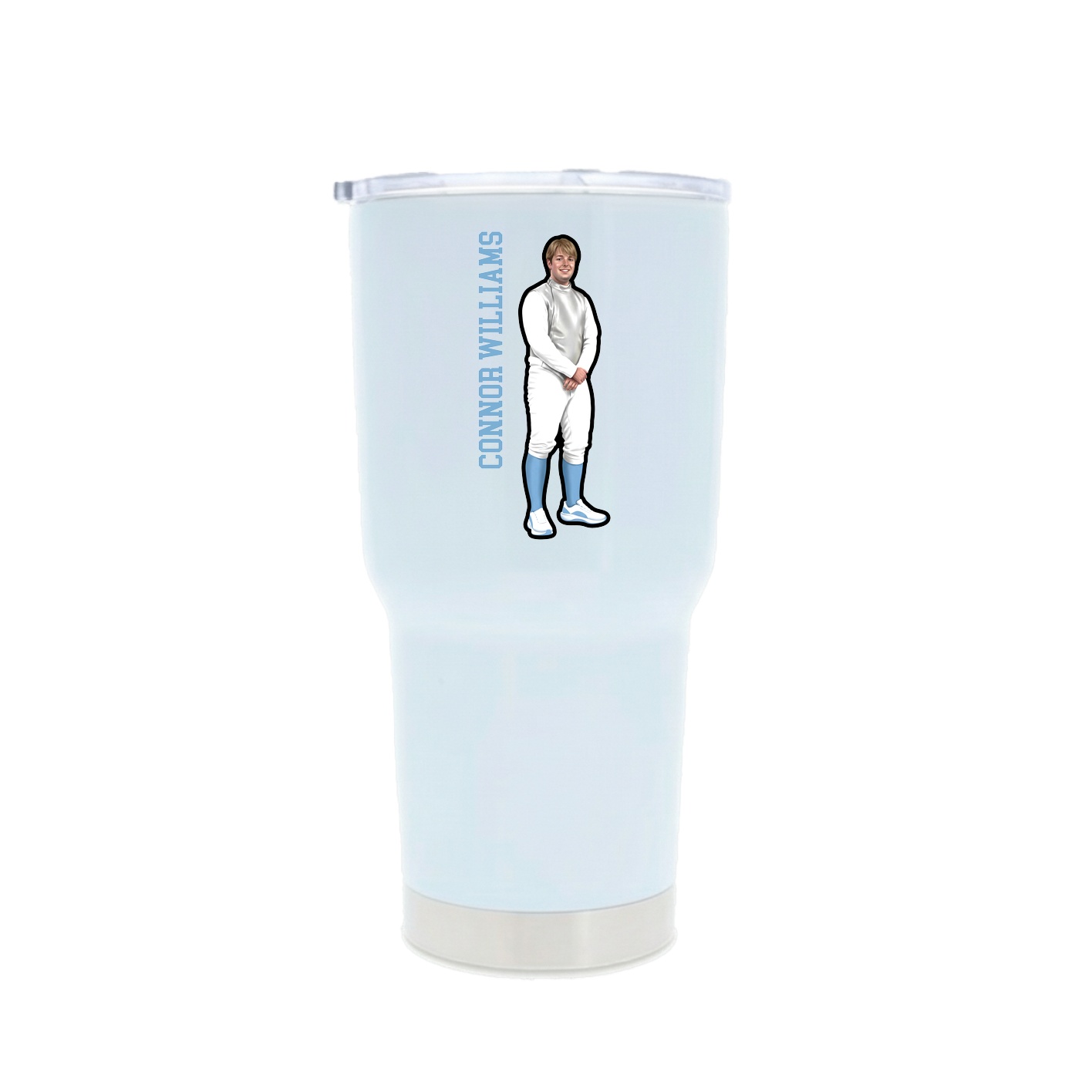 30oz Stainless Steel Tumbler — Name Vertical in White