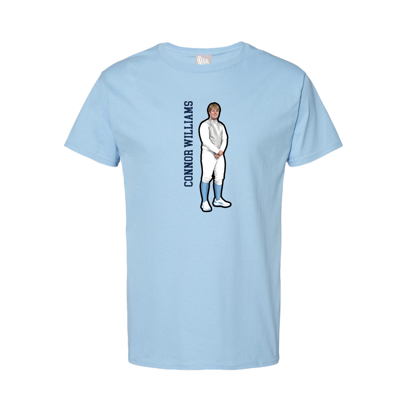 Tee — Name Vertical in Light Blue