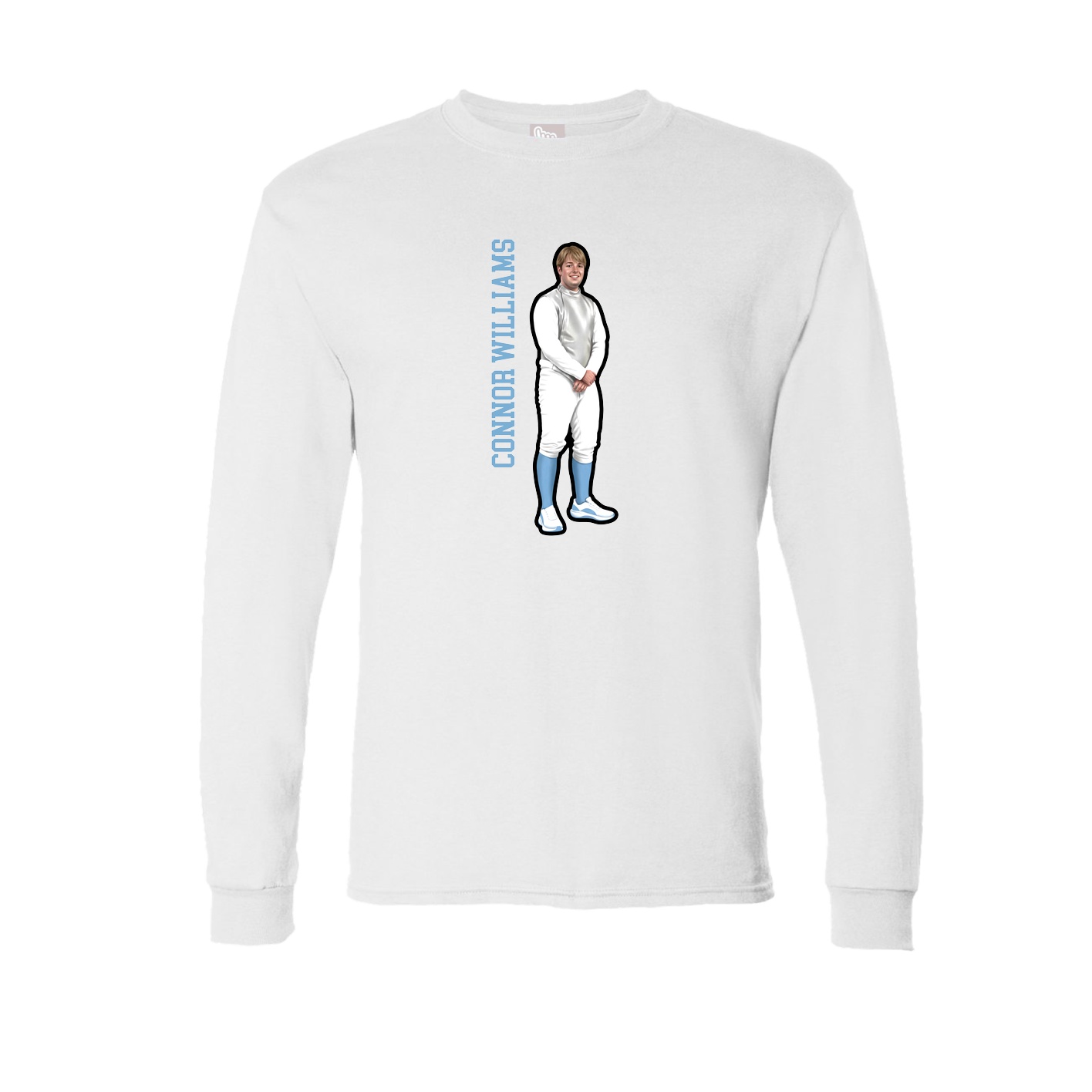 Long Sleeve Tee — Name Vertical in White