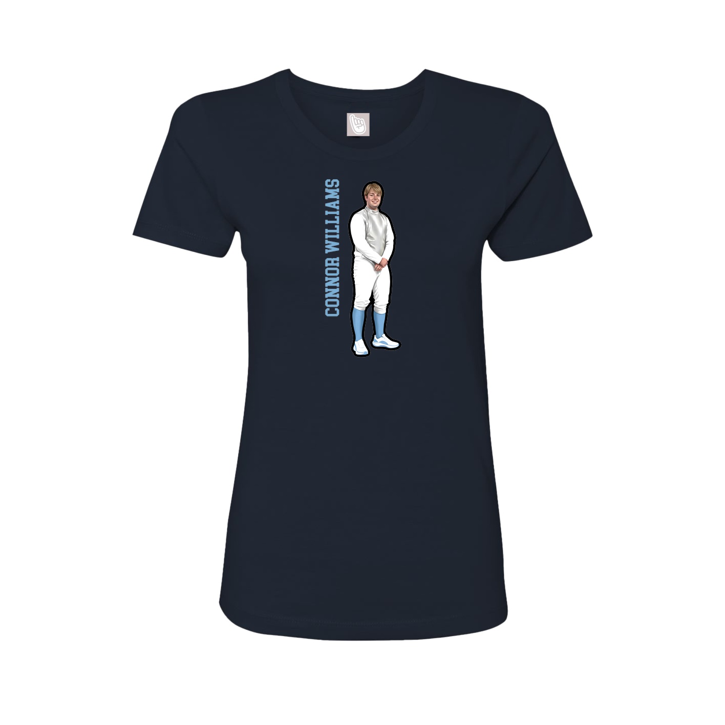 Fitted Women's Tee — Name Vertical in Navy
