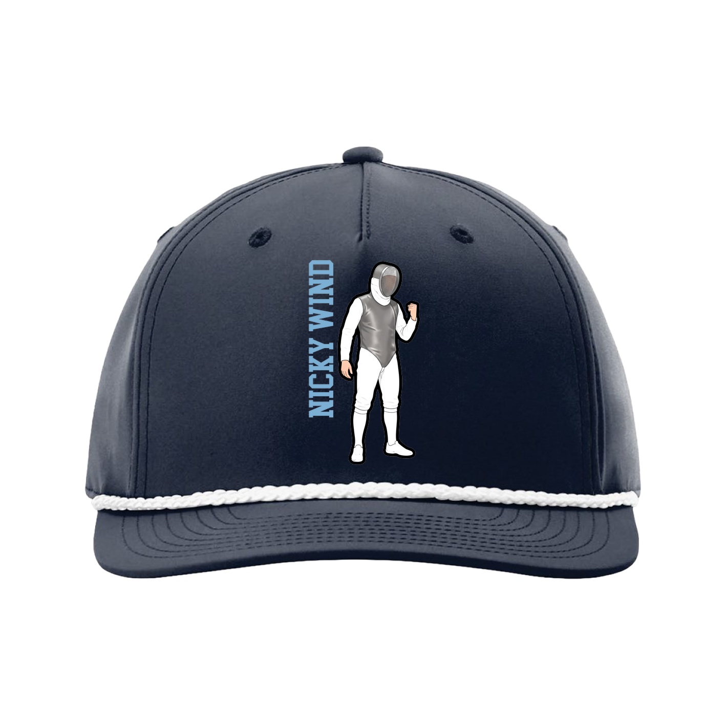Five-Panel Classic Rope Cap — Name Vertical in Navy