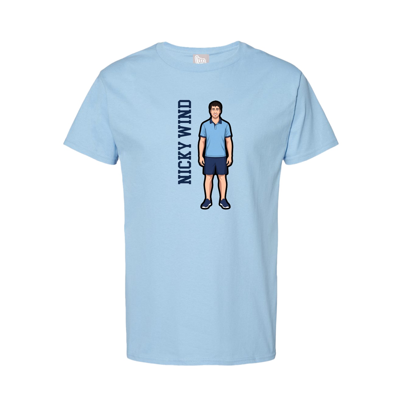 Youth Tee — Name Vertical in Light Blue