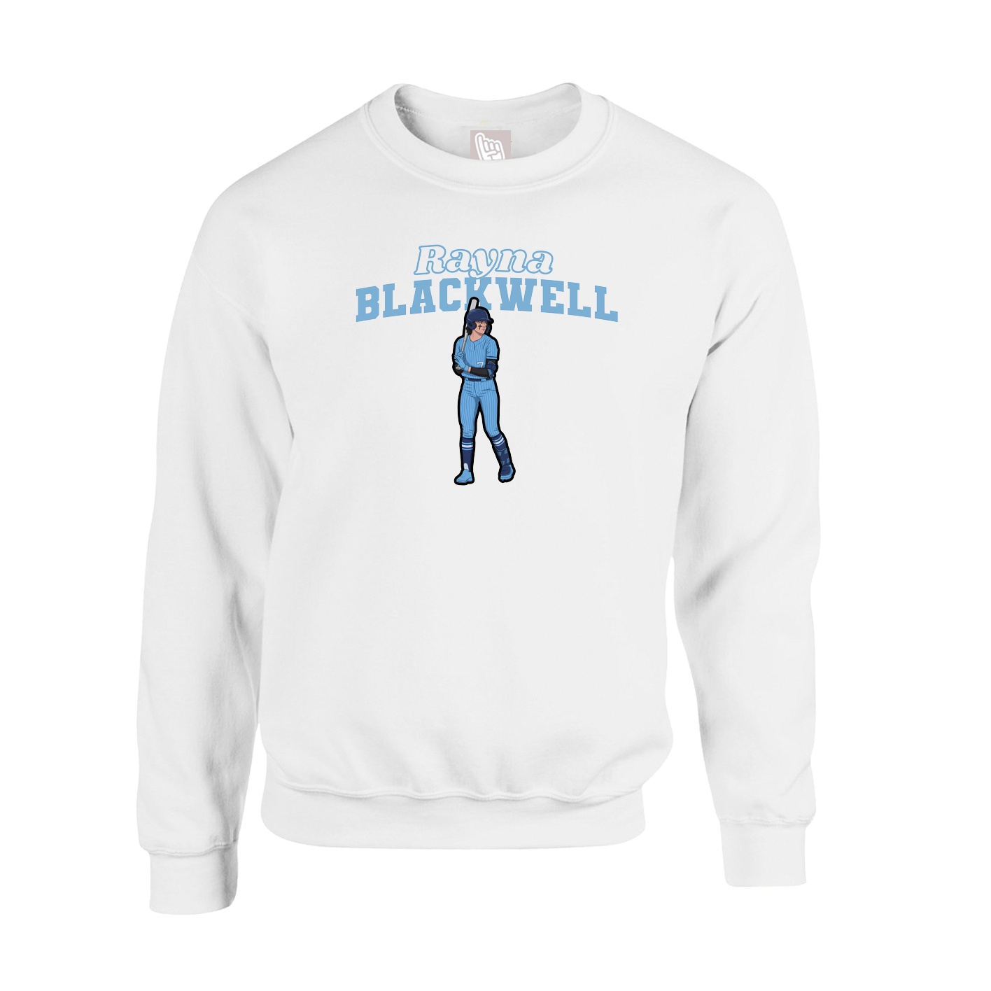 Fleece Crew — Name Arch in White