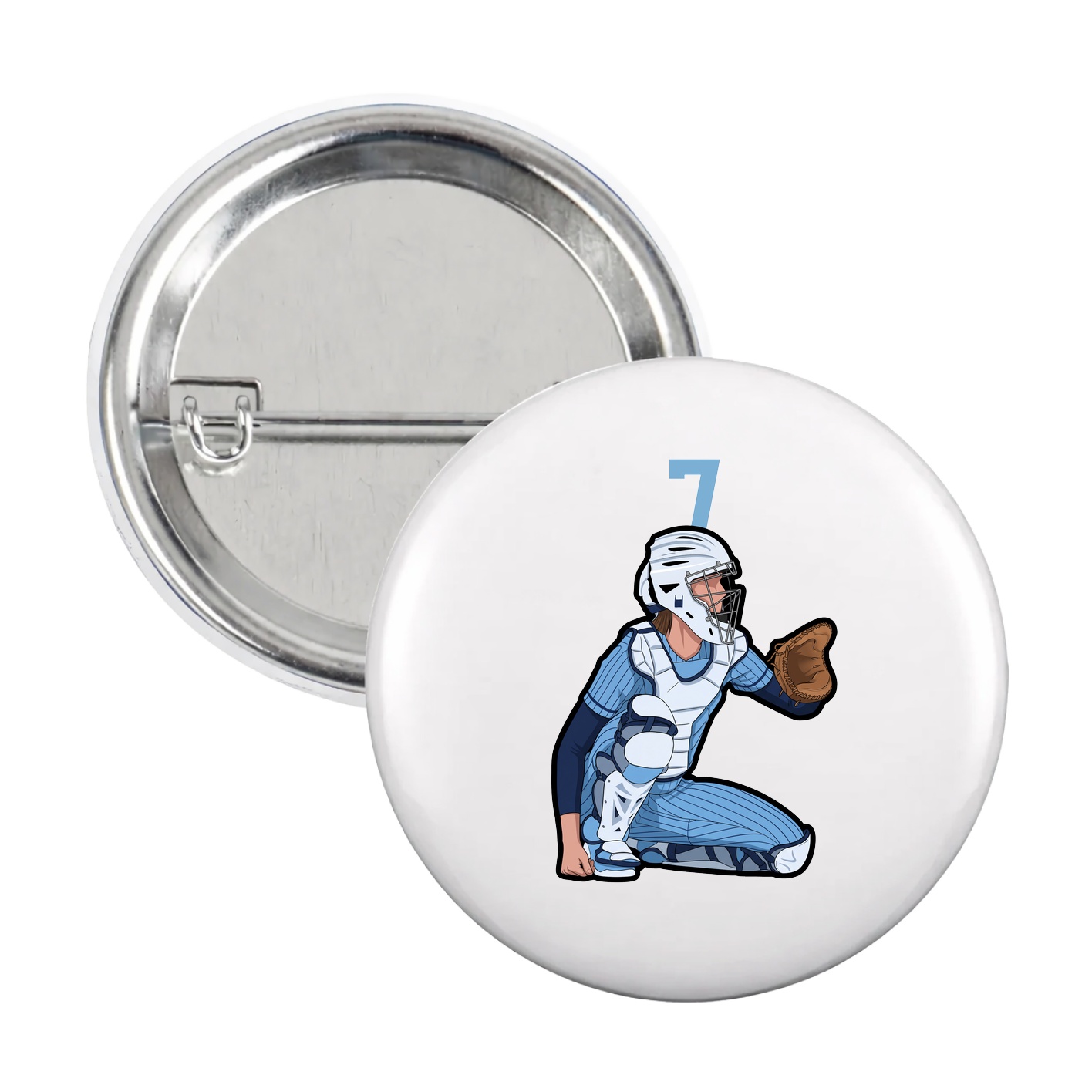 Game Day Button — Number Top in White