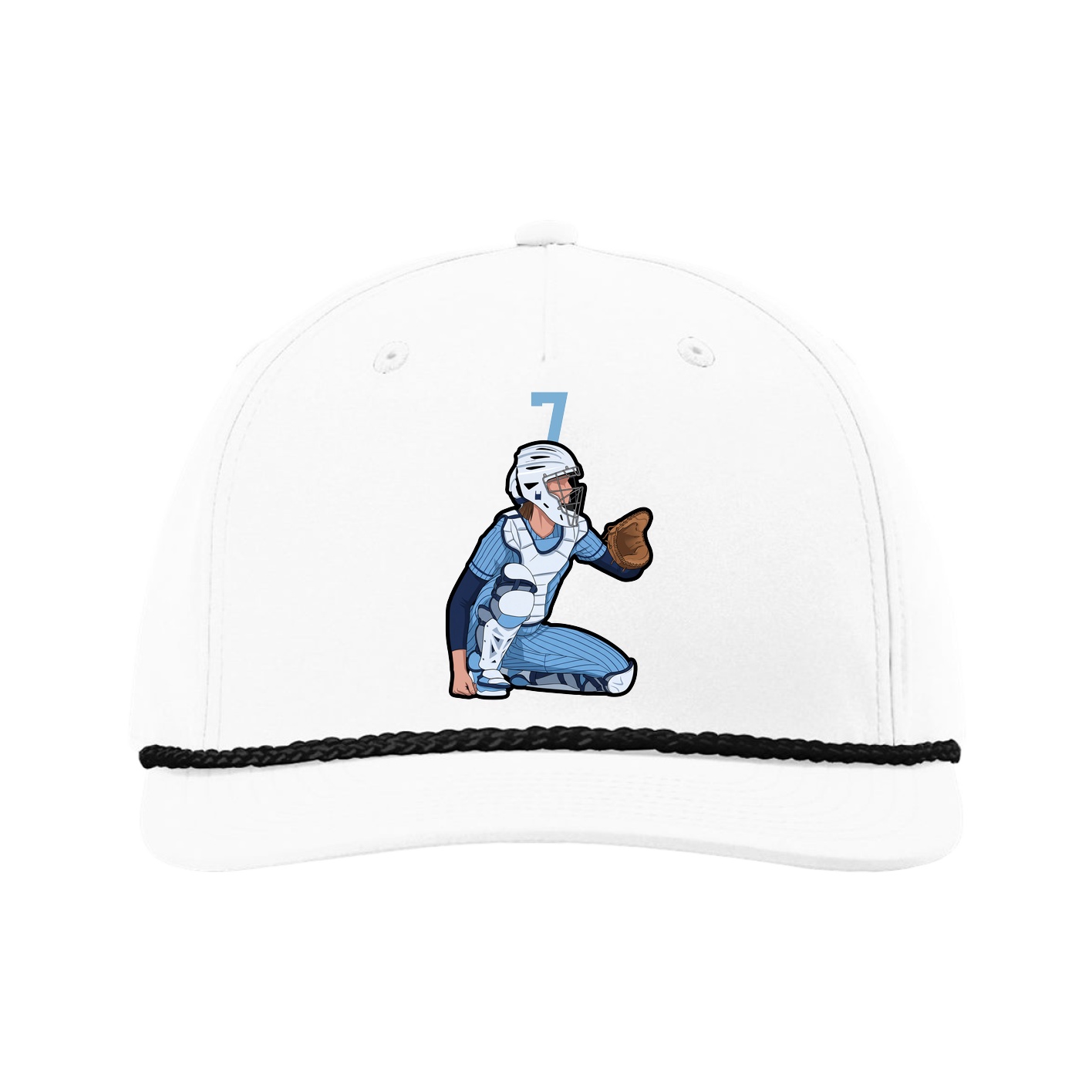 Five-Panel Classic Rope Cap — Number Top in White