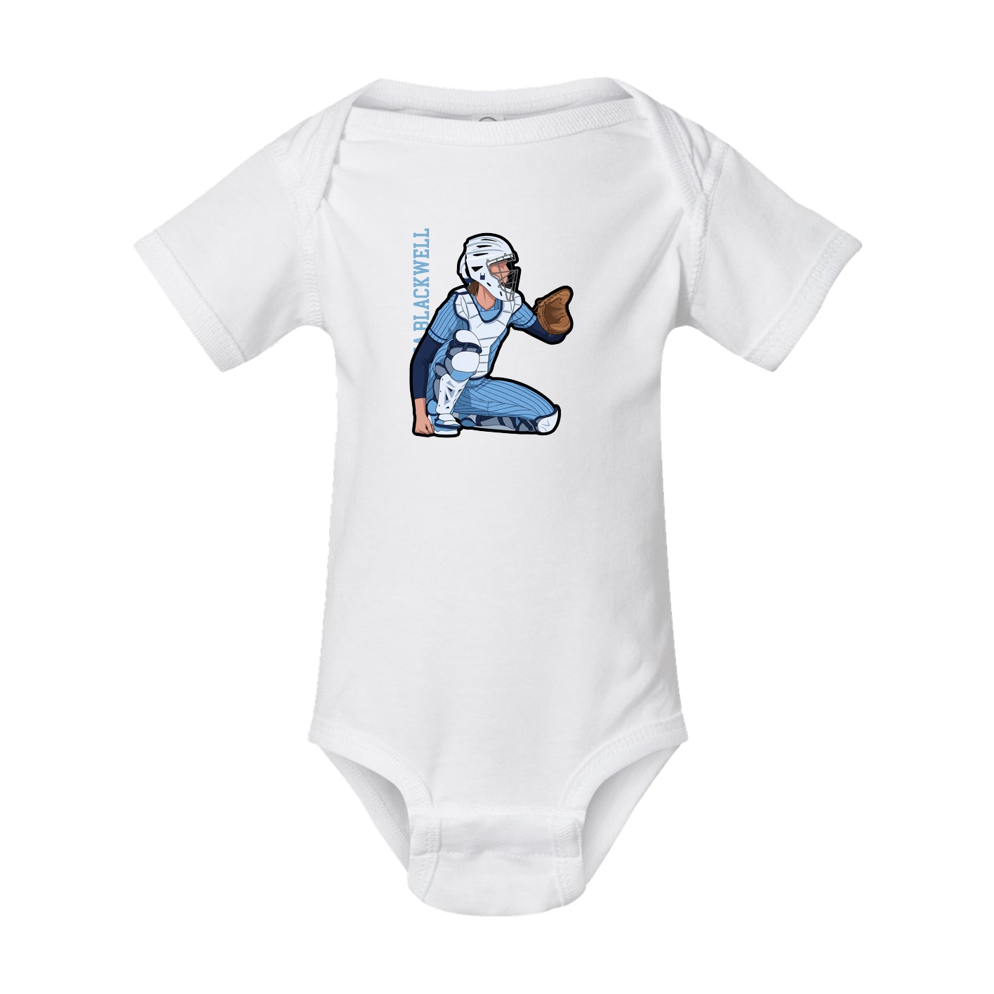 Baby Onesie — Name Vertical in White