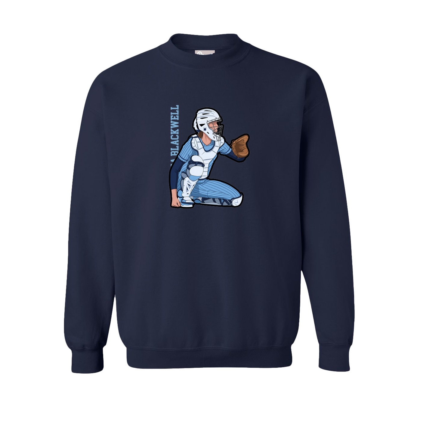 Fleece Crew — Name Vertical in Navy