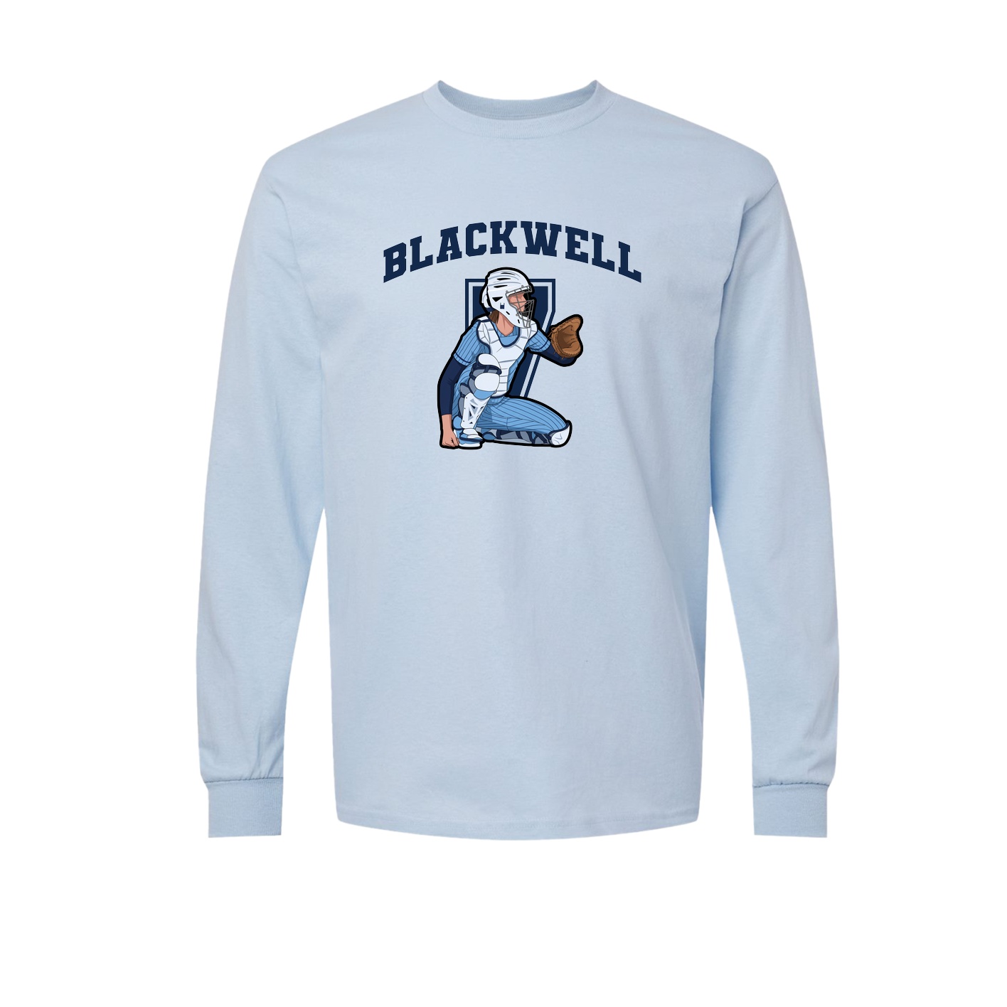 Long Sleeve Tee — Number in Light Blue