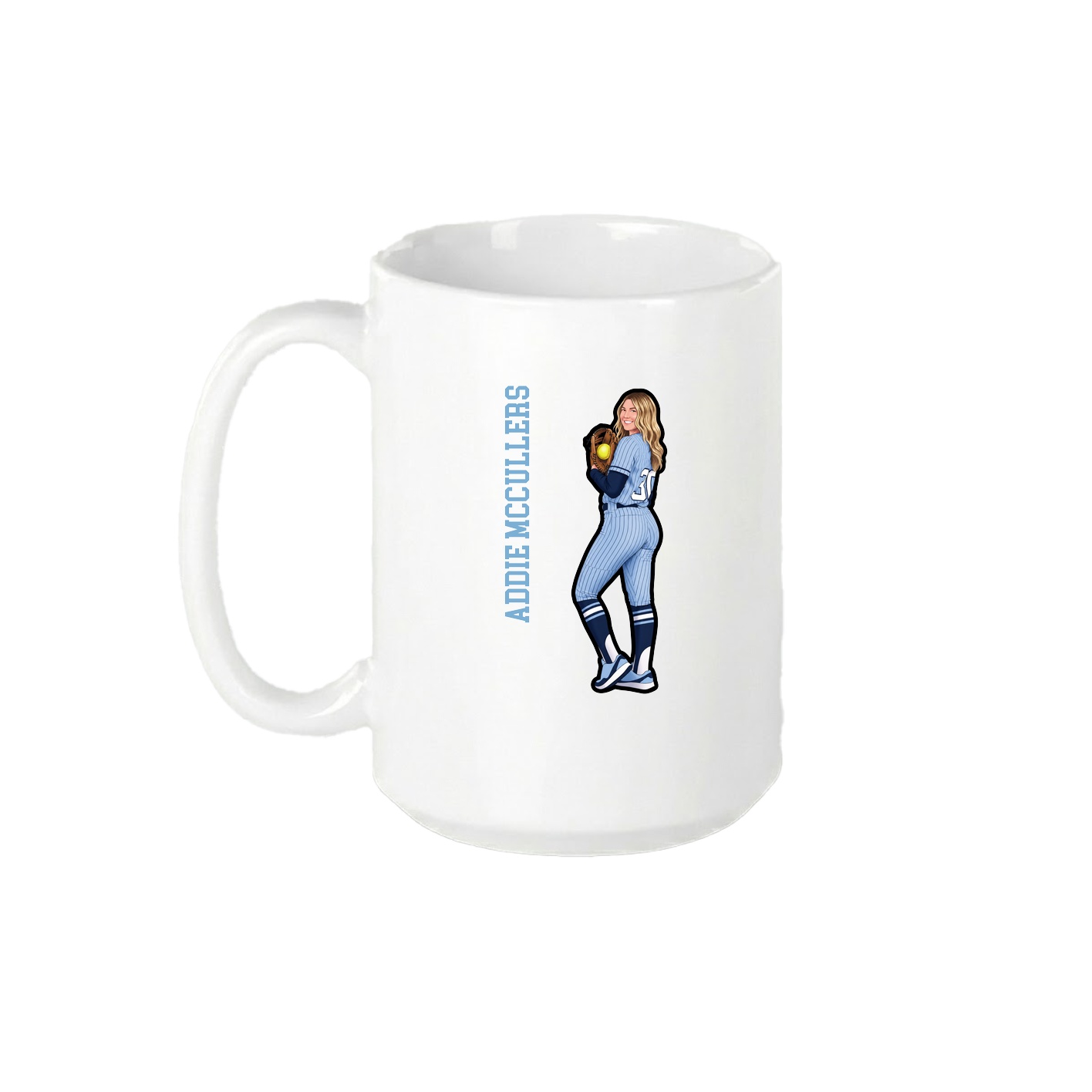 15oz Coffee Mug — Name Vertical in White