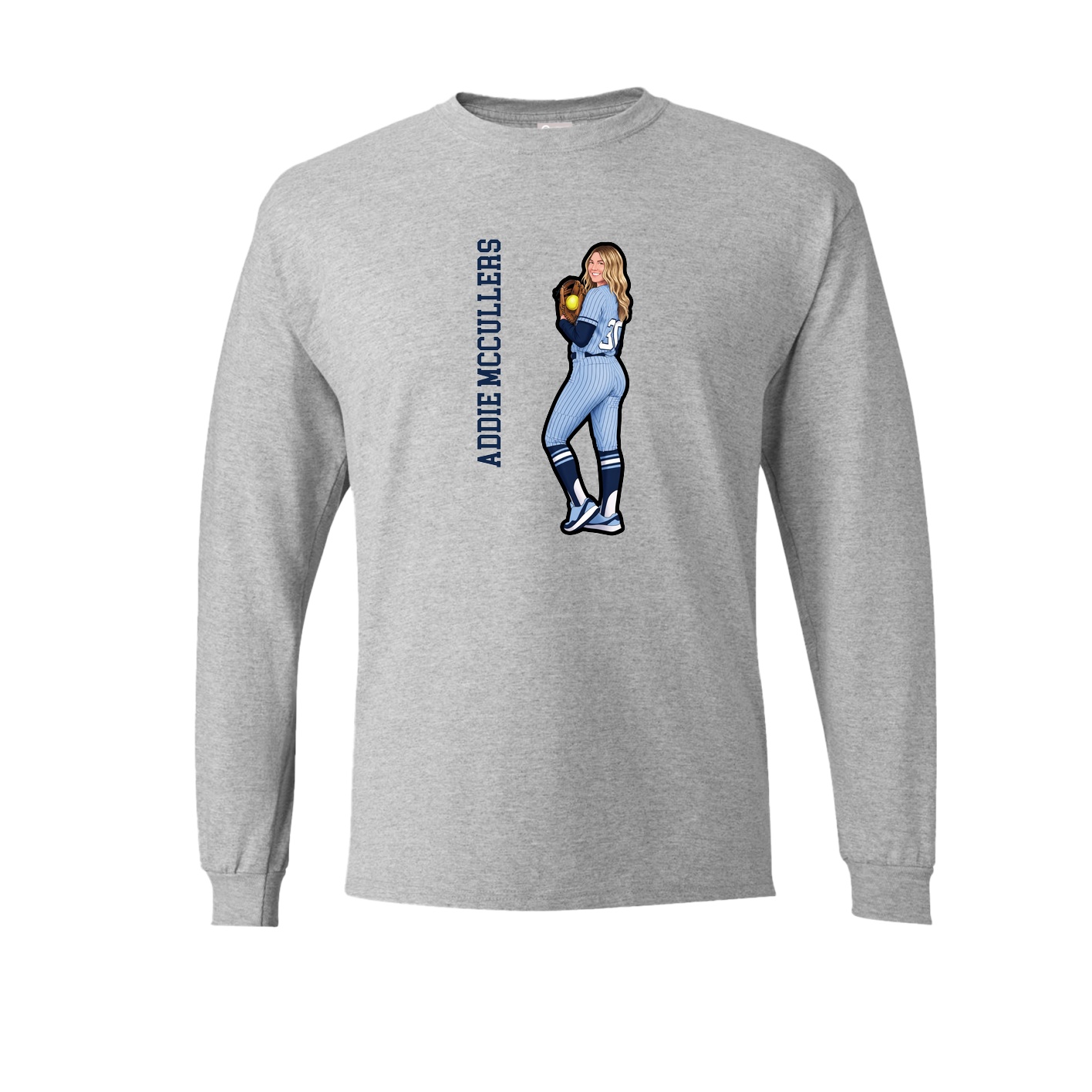 Long Sleeve Tee — Name Vertical in Grey