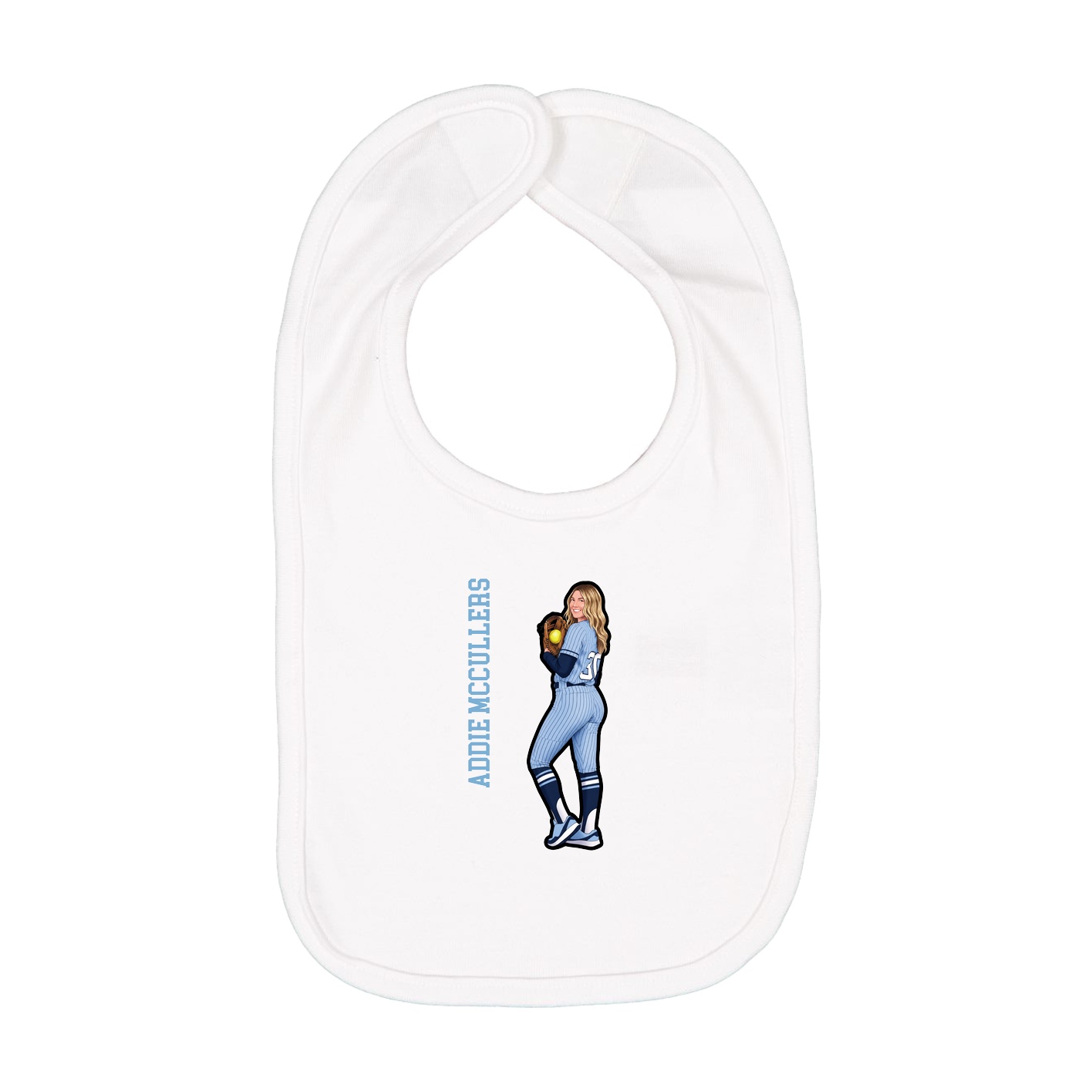 Infant Bib — Name Vertical in White