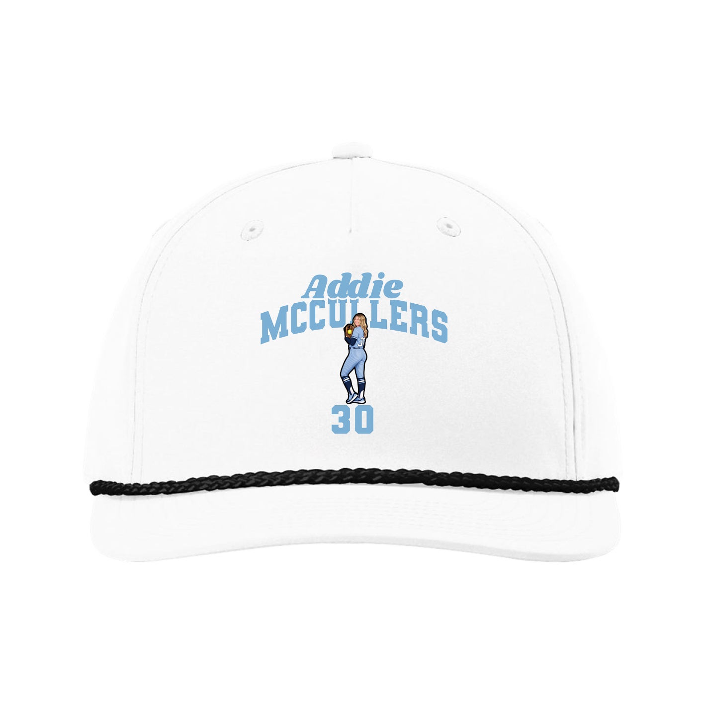 Five-Panel Classic Rope Cap — Signature Arch in White