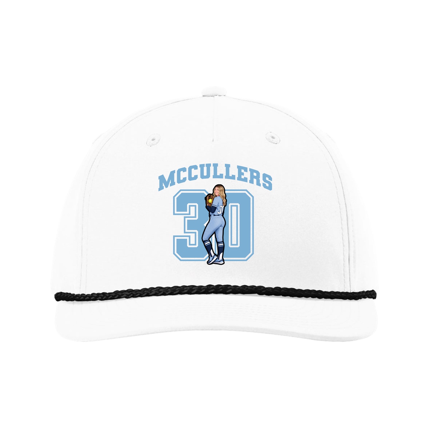 Five-Panel Classic Rope Cap — Number in White