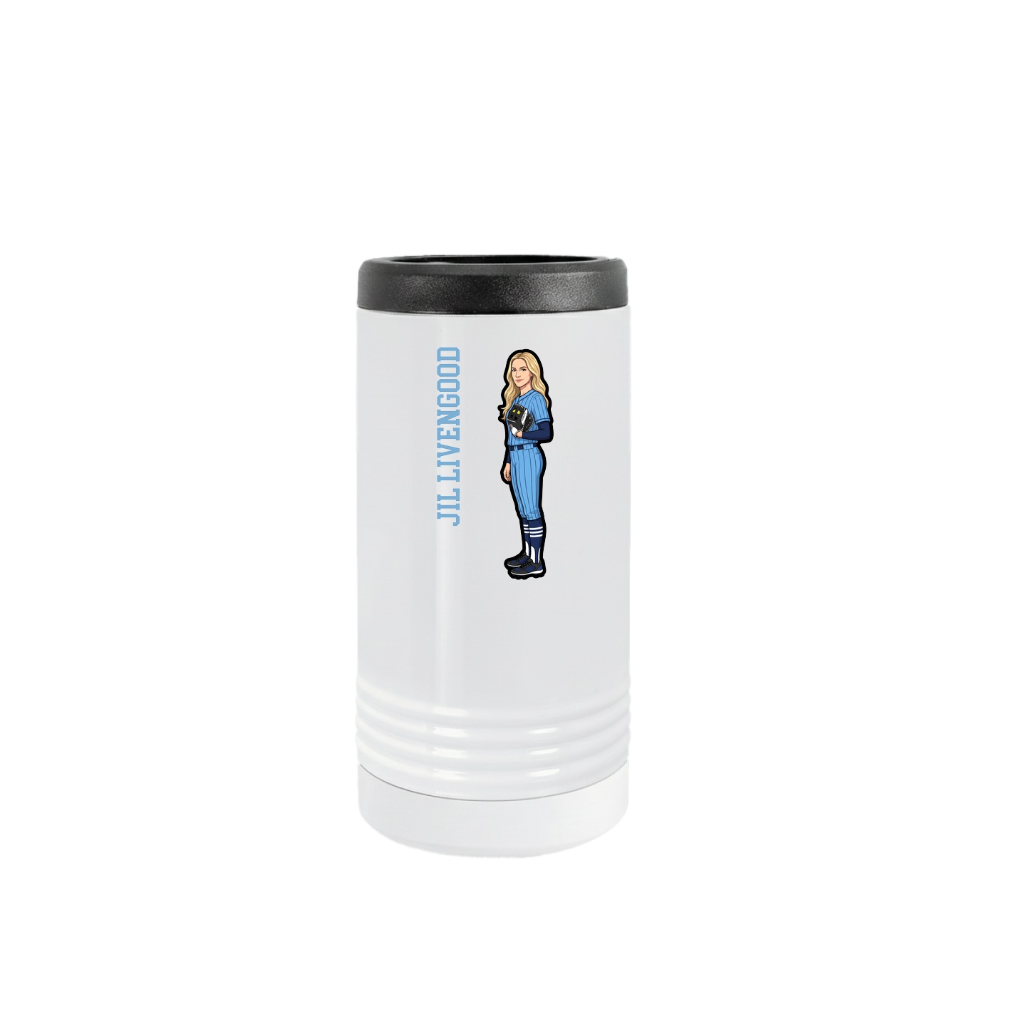 Slim Beverage Holder — Name Vertical in White