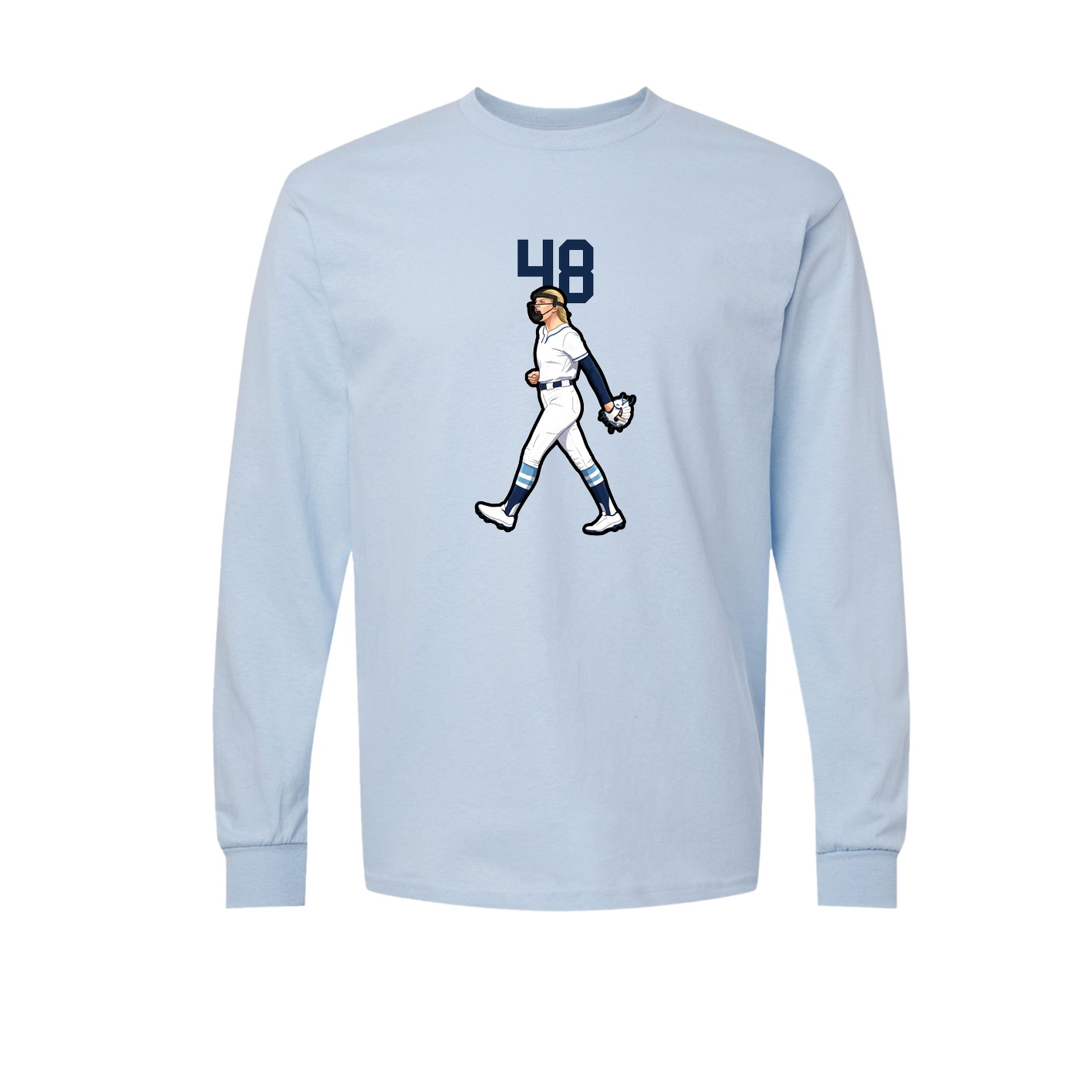 Long Sleeve Tee — Number Top in Light Blue