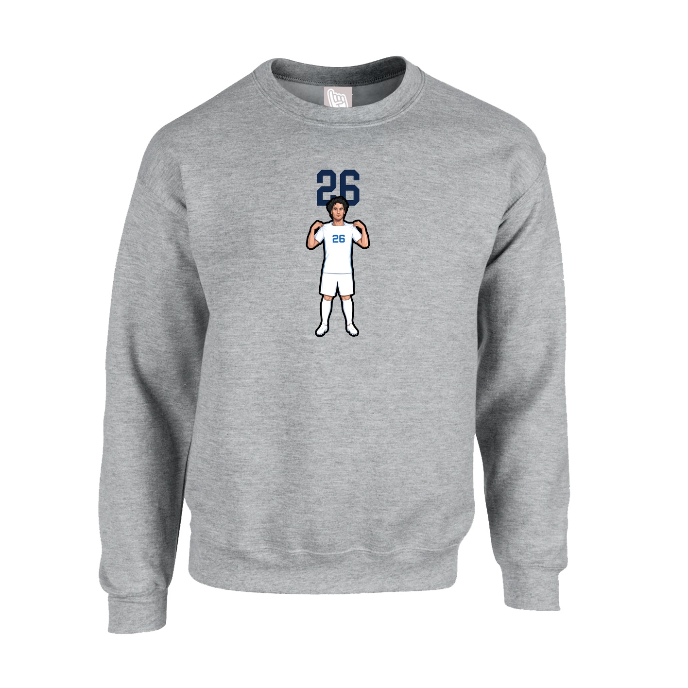 Fleece Crew — Number Top in Grey