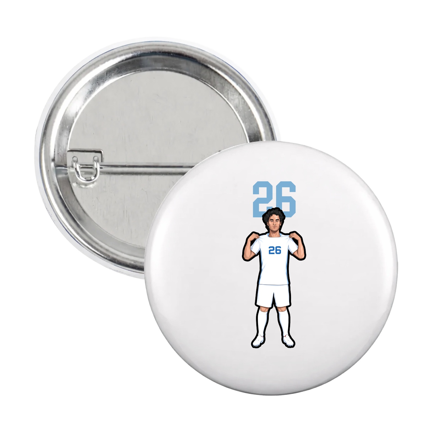 Game Day Button — Number Top in White