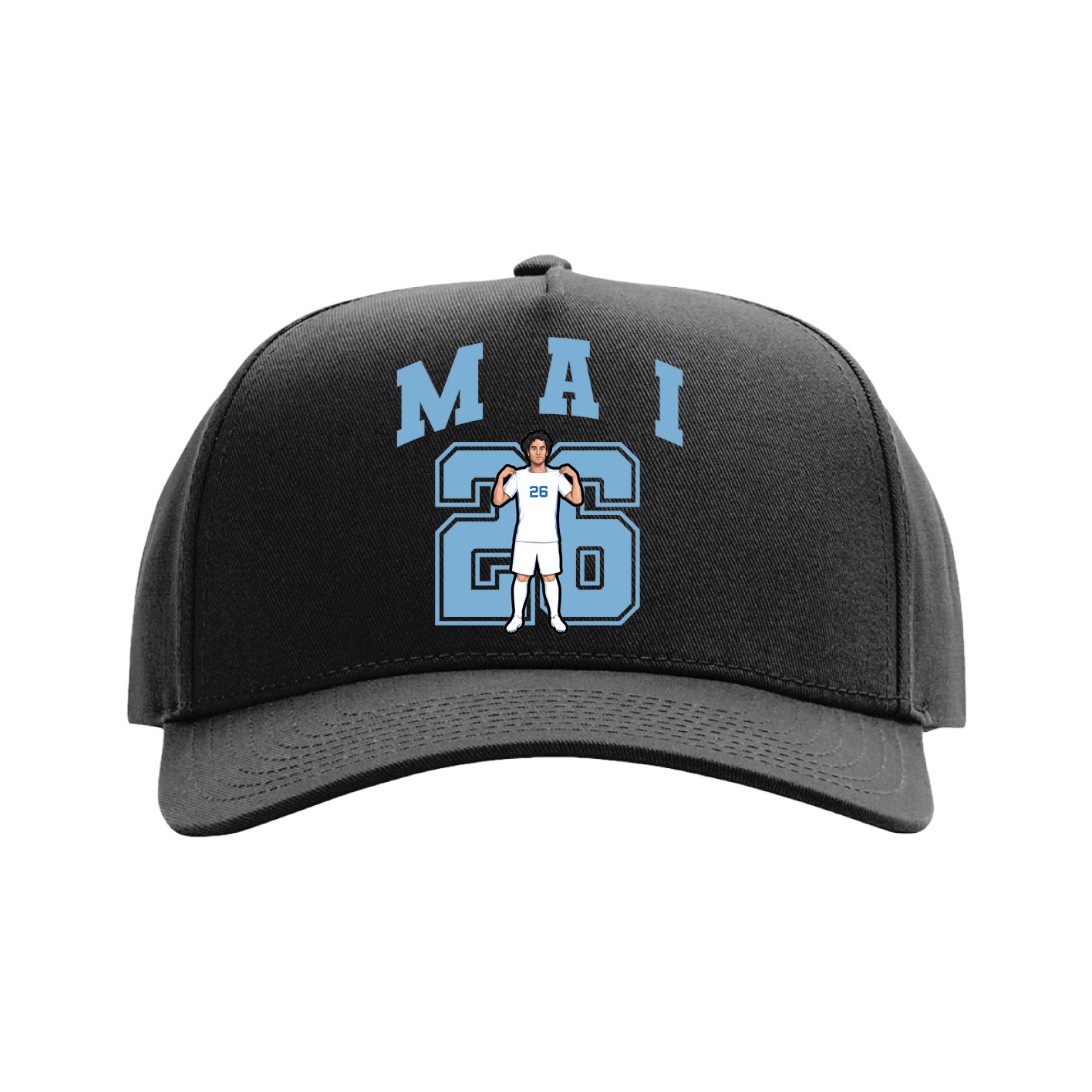 Full Fabric Five-Panel Champ Cap — Number in Black