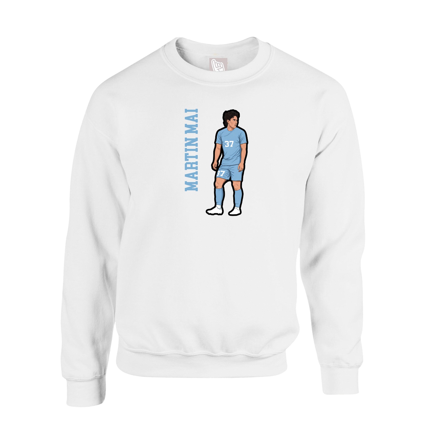 Fleece Crew — Name Vertical in White
