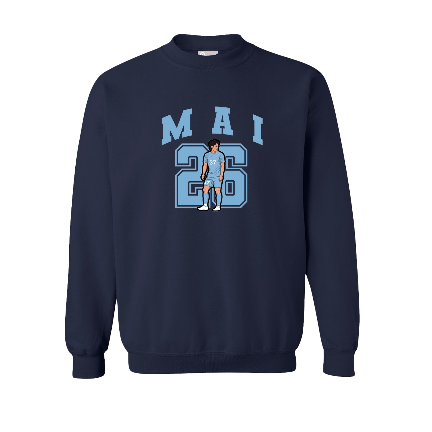 Fleece Crew — Number in Navy