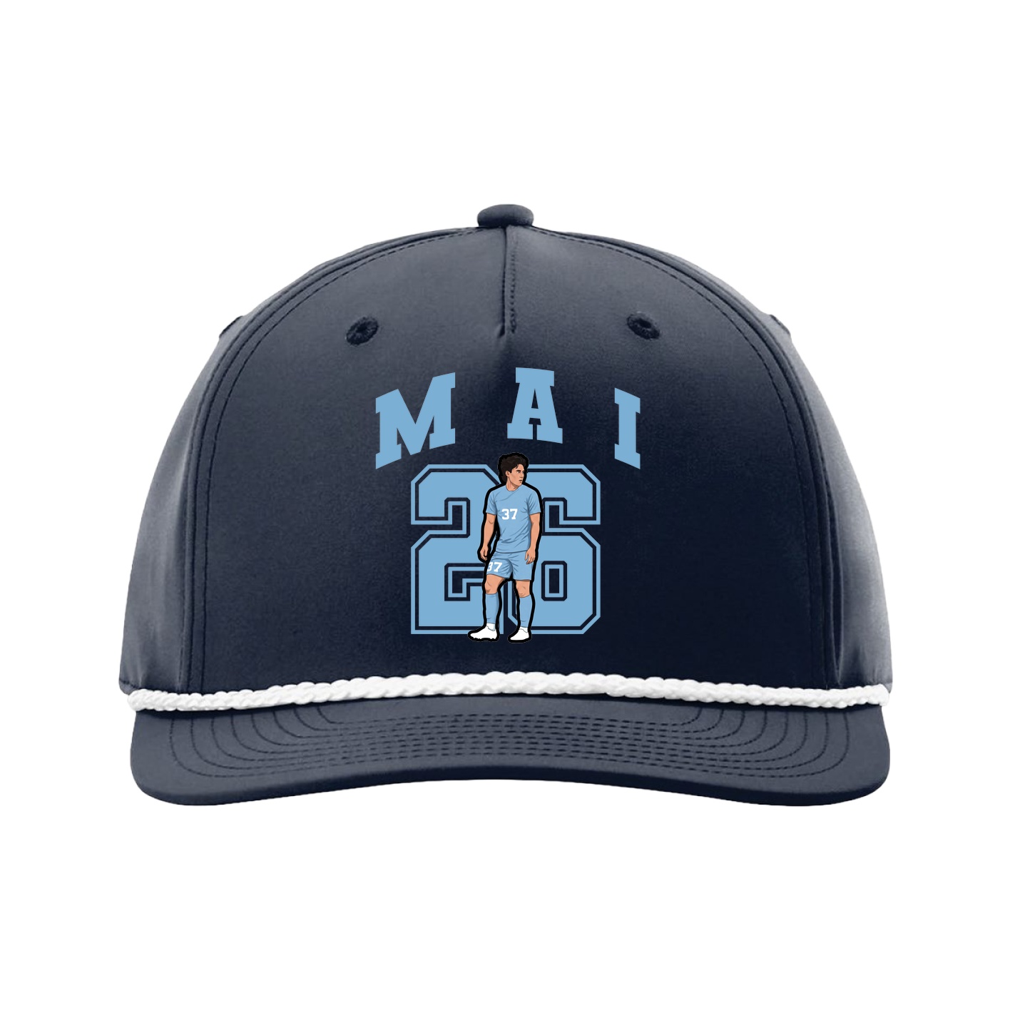 Five-Panel Classic Rope Cap — Number in Navy