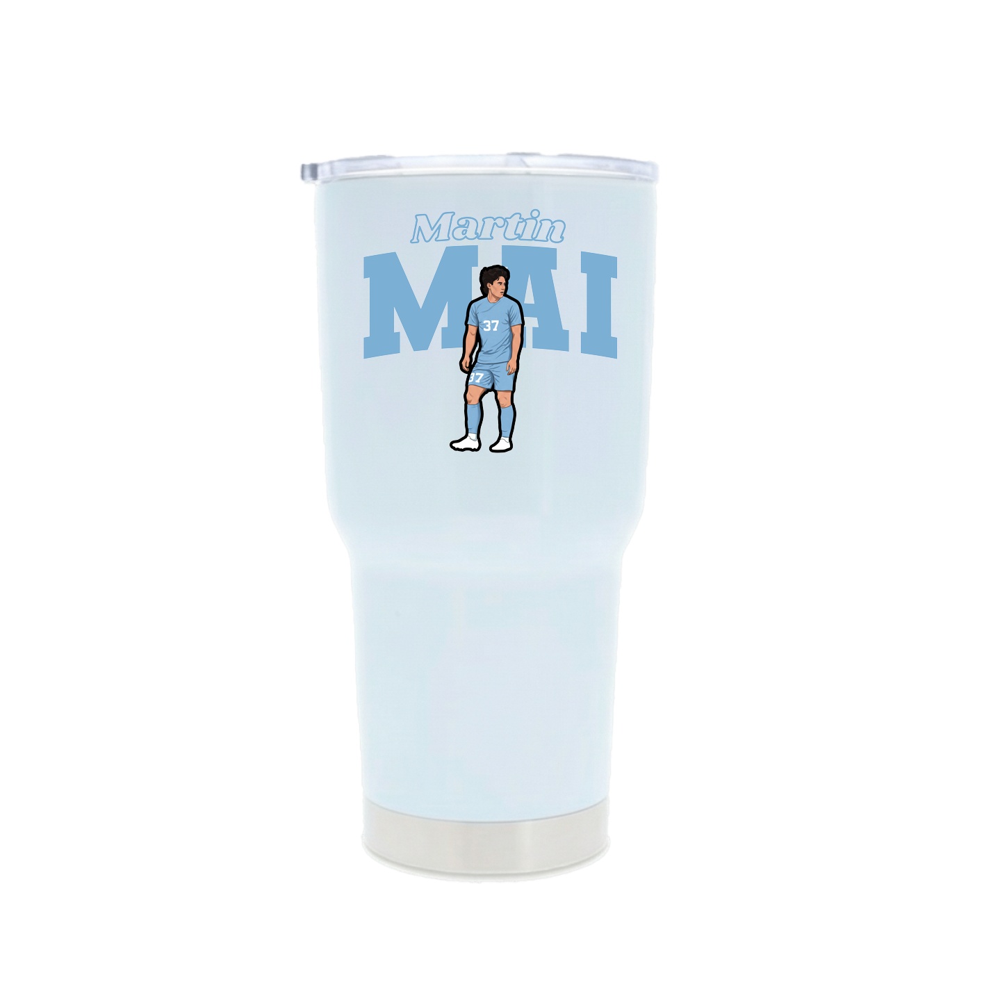 30oz Stainless Steel Tumbler — Name Arch in White
