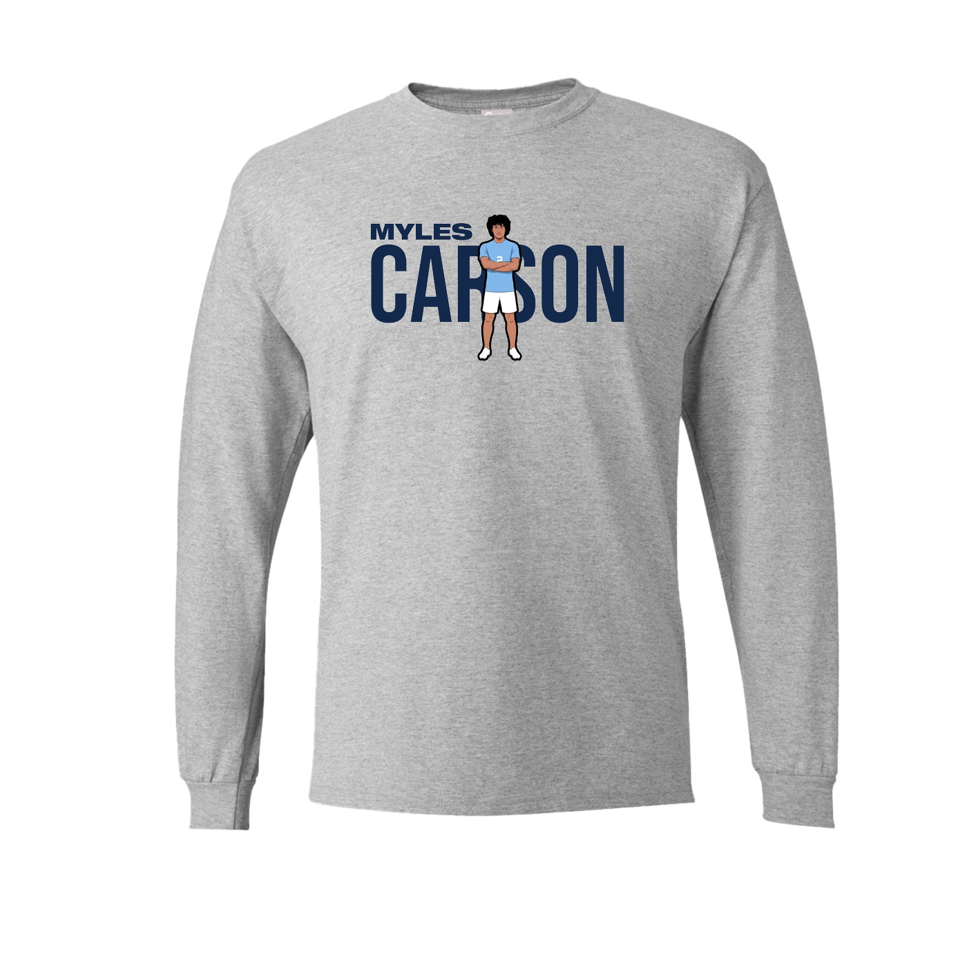 Long Sleeve Tee — Player Name in Grey