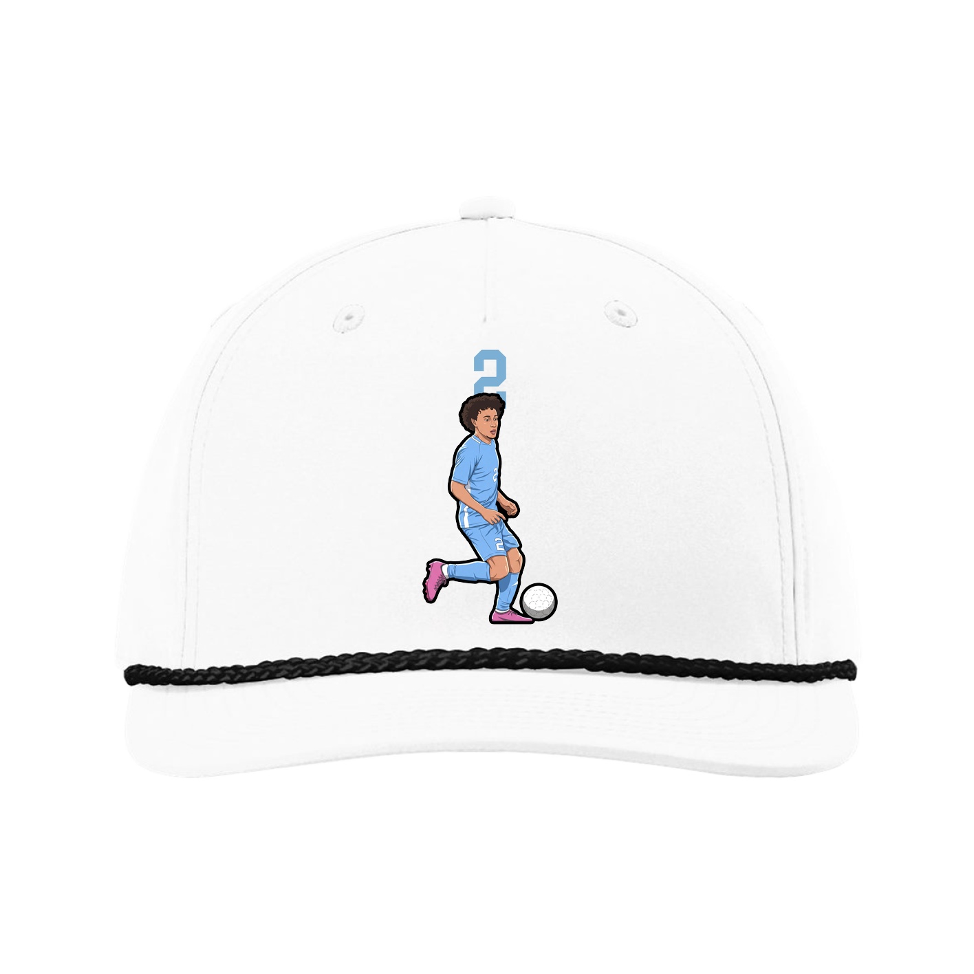 Five-Panel Classic Rope Cap — Number Top in White
