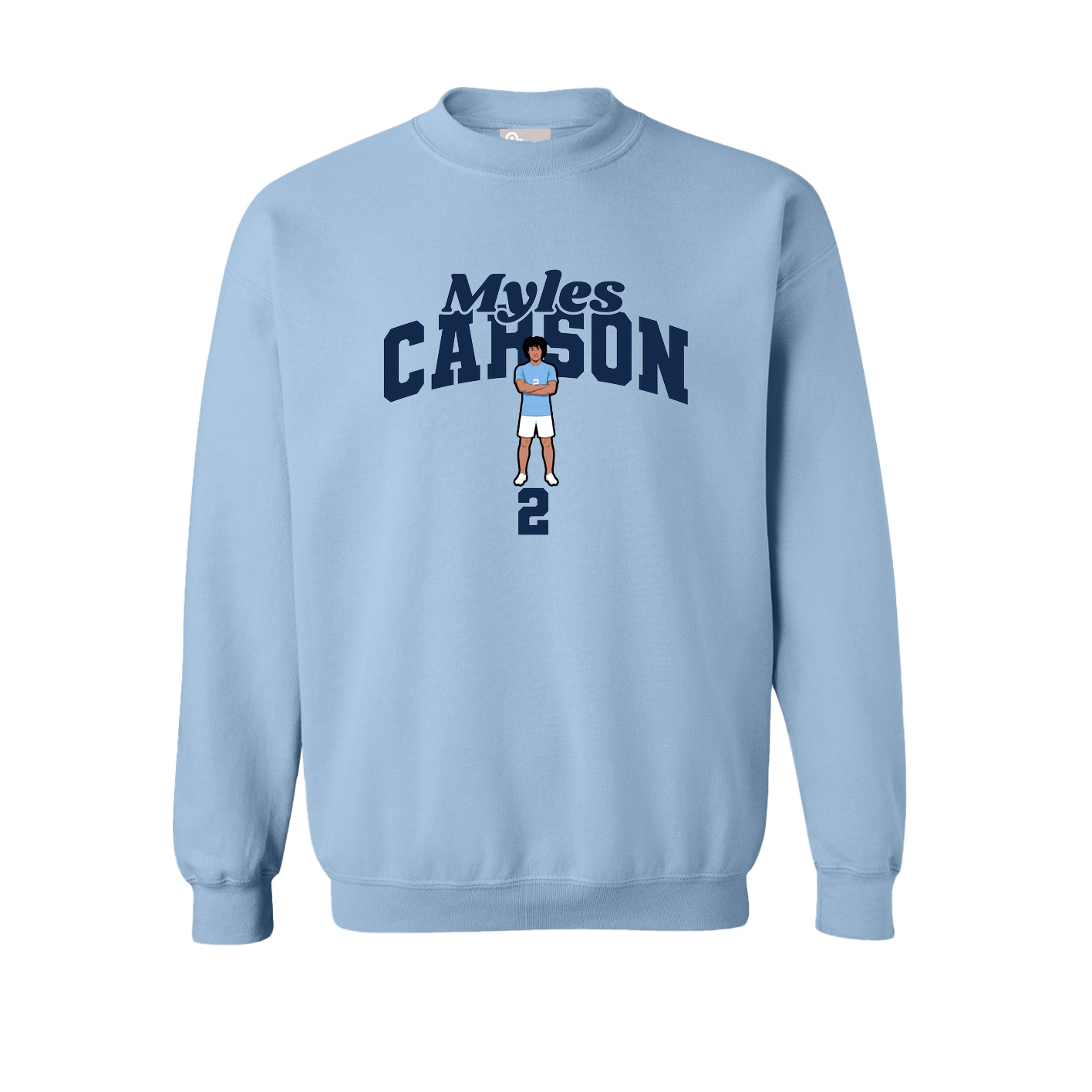 Fleece Crew — Signature Arch in Light Blue
