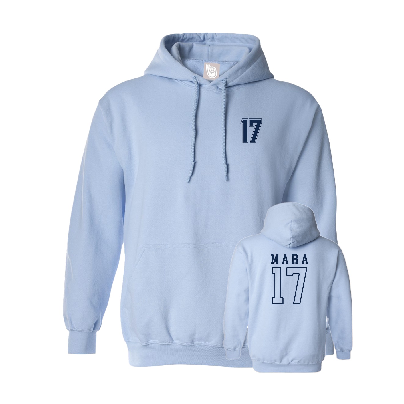 Hoodie — Chest Back in Light Blue