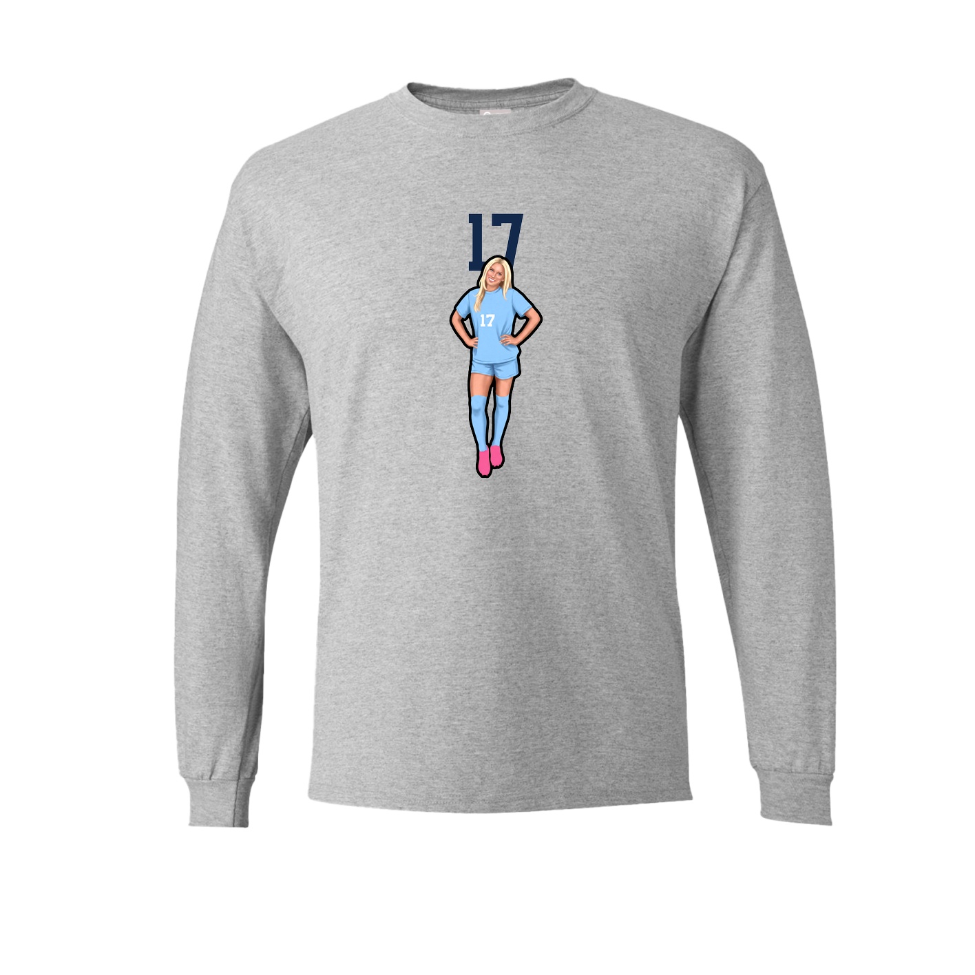 Long Sleeve Tee — Number Top in Grey